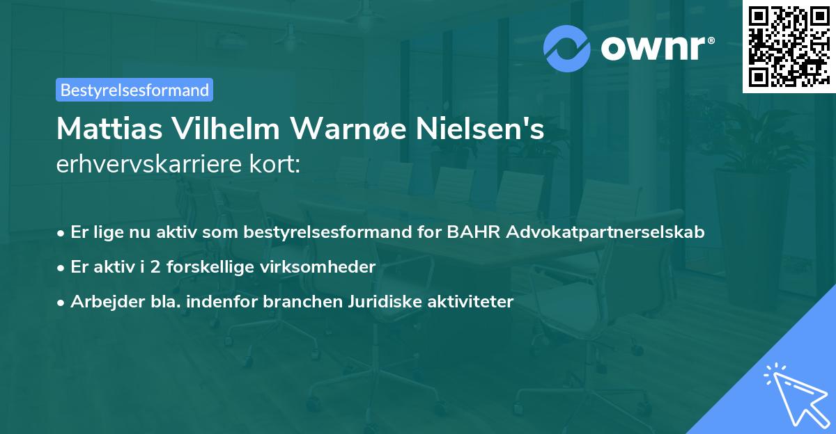 Mattias Vilhelm Warnøe Nielsen's erhvervskarriere kort