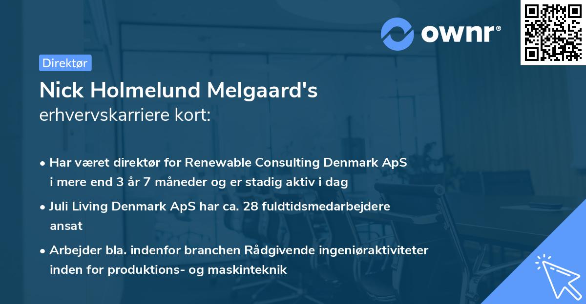 Nick Holmelund Melgaard's erhvervskarriere kort