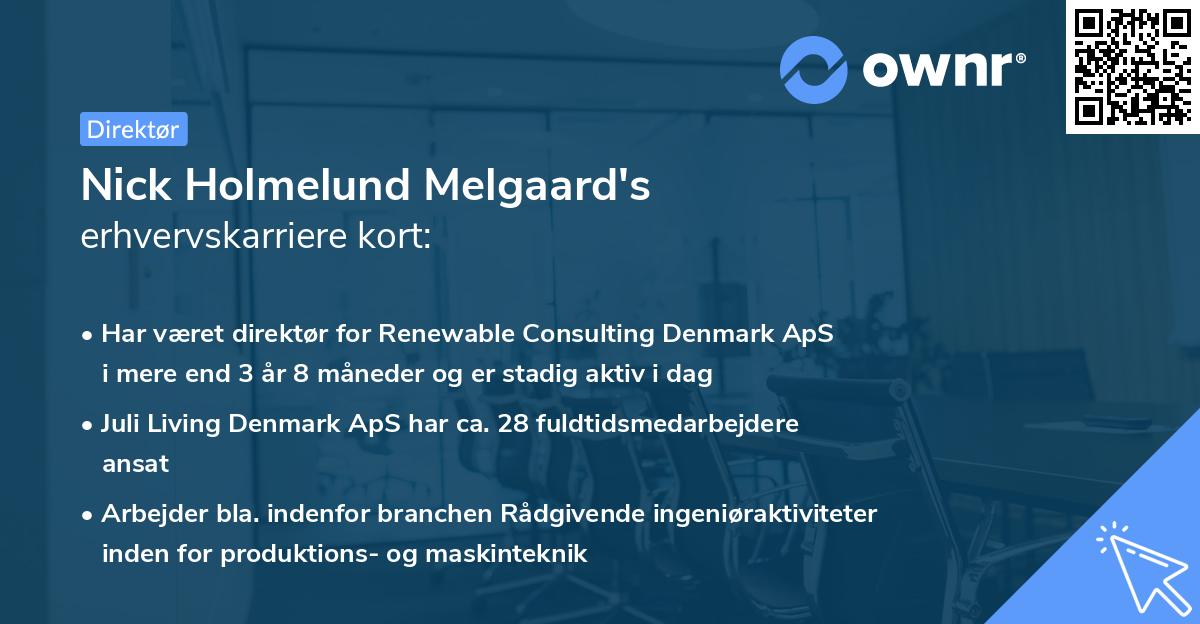 Nick Holmelund Melgaard's erhvervskarriere kort
