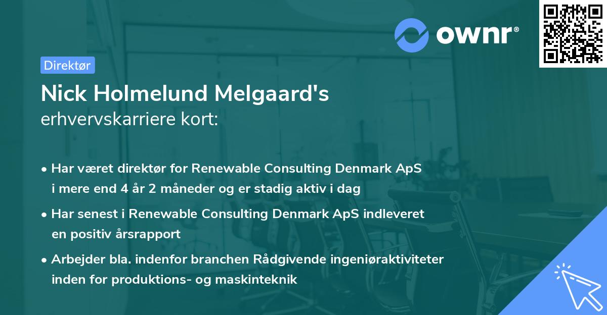 Nick Holmelund Melgaard's erhvervskarriere kort