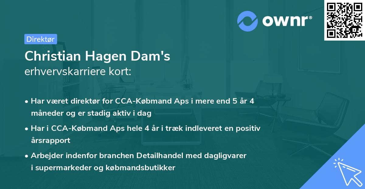 Christian Hagen Dam's erhvervskarriere kort