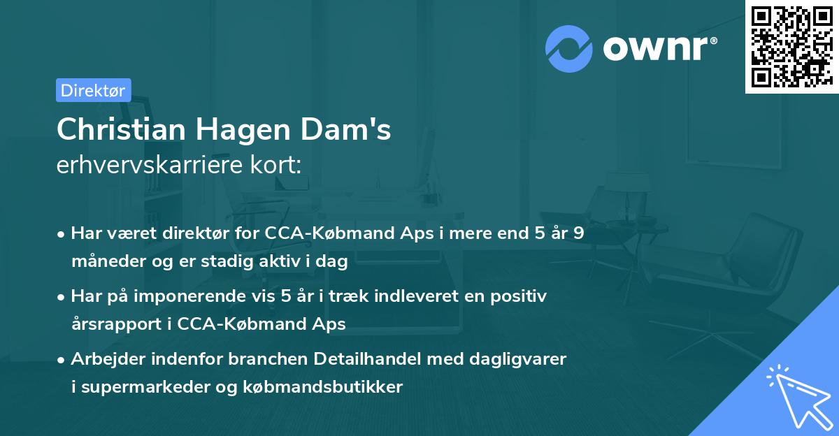 Christian Hagen Dam's erhvervskarriere kort