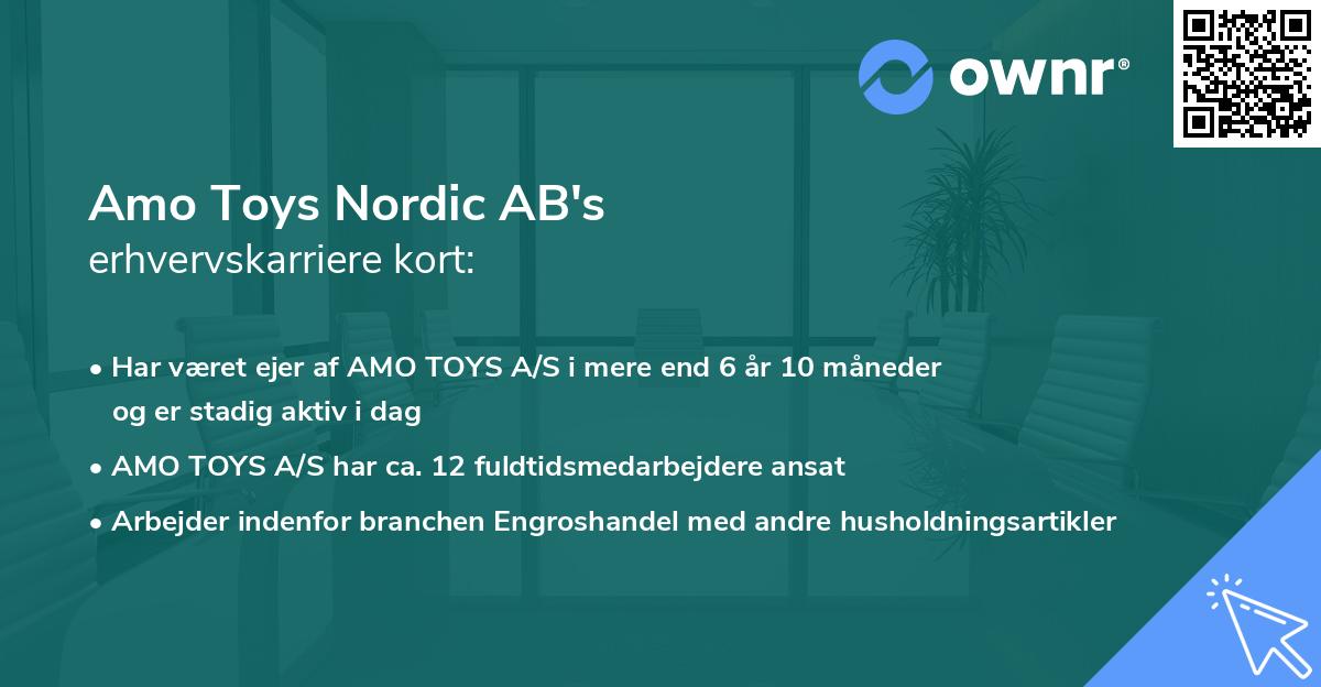 Amo Toys Nordic AB's erhvervskarriere kort