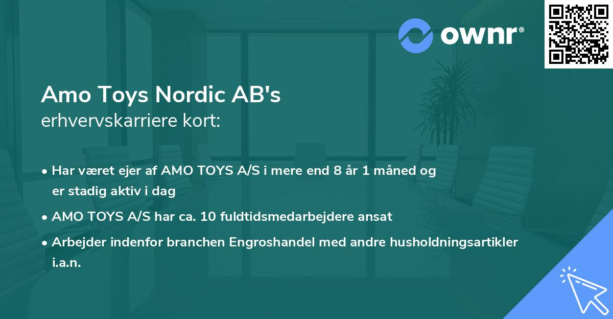 Amo Toys Nordic AB's erhvervskarriere kort