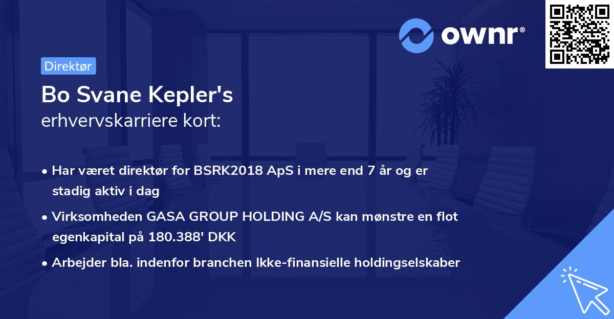 Bo Svane Kepler's erhvervskarriere kort