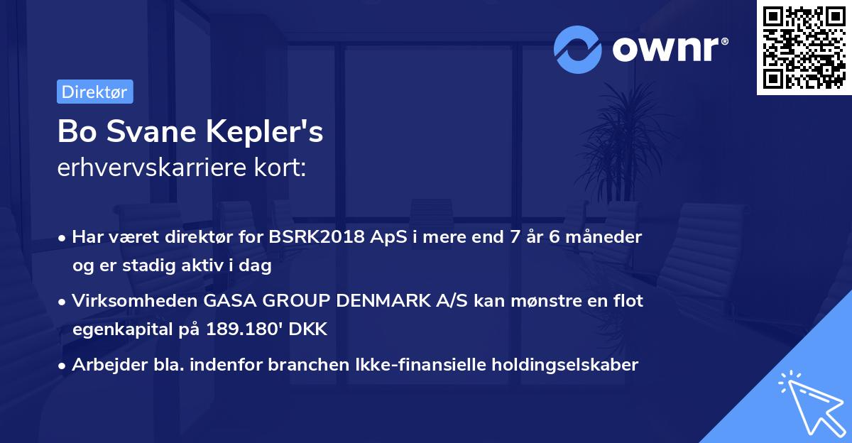Bo Svane Kepler's erhvervskarriere kort