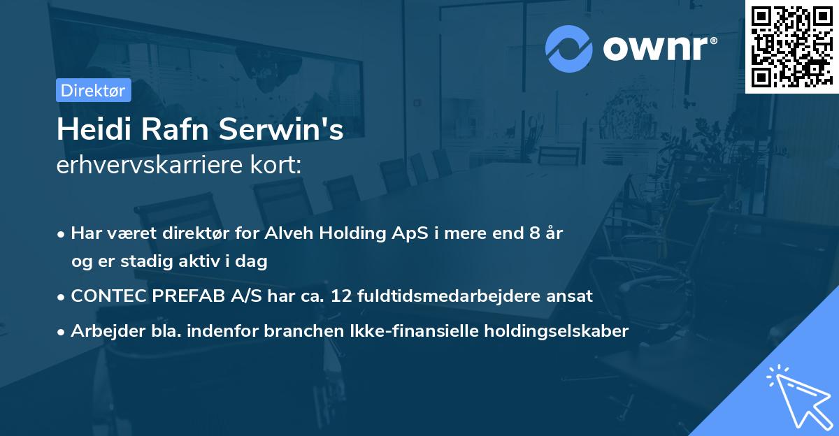 Heidi Rafn Serwin's erhvervskarriere kort