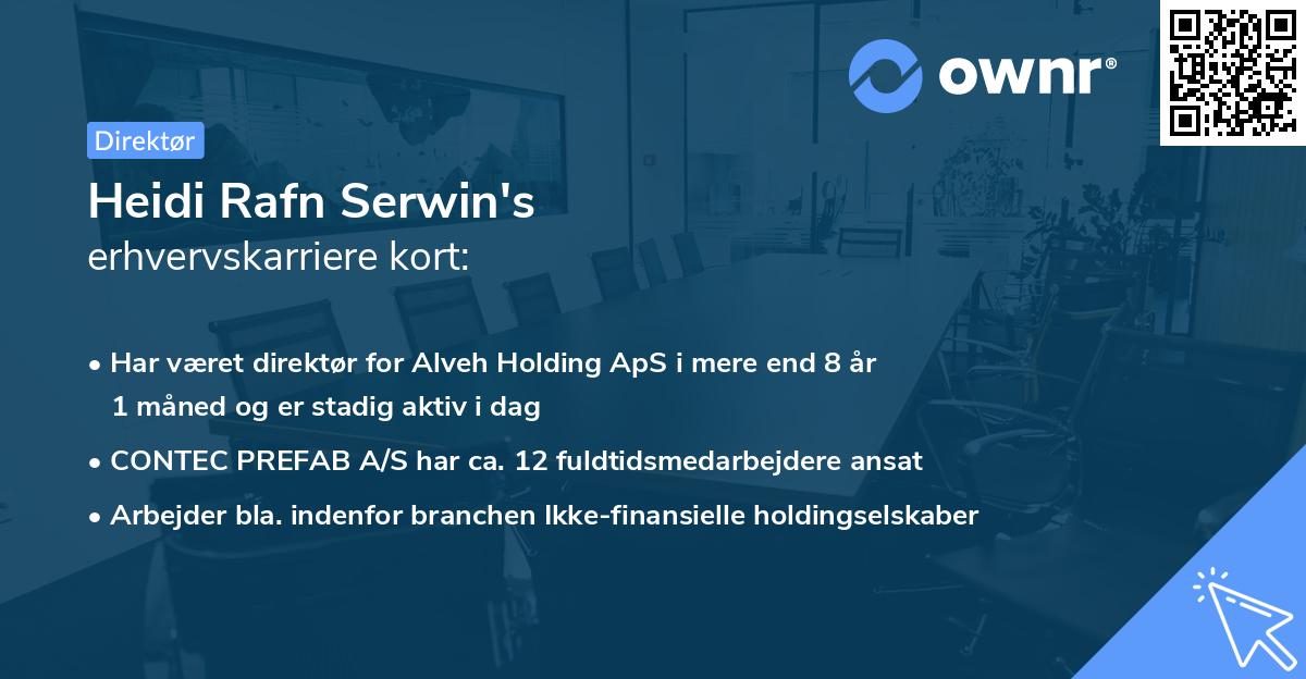 Heidi Rafn Serwin's erhvervskarriere kort