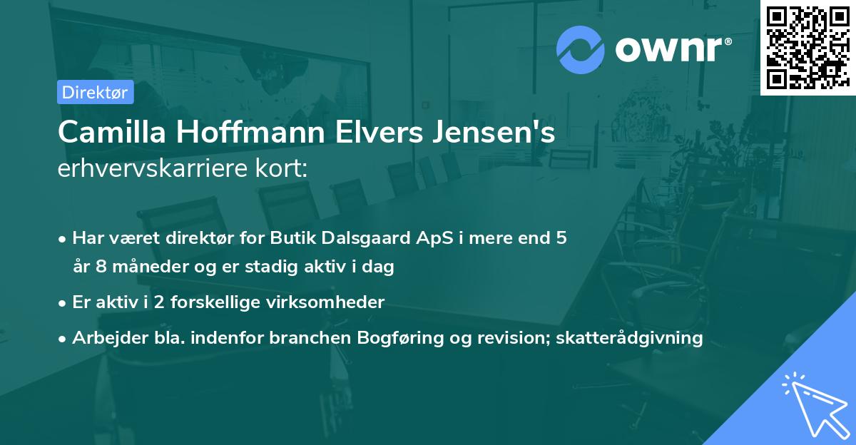Camilla Hoffmann Elvers Jensen's erhvervskarriere kort