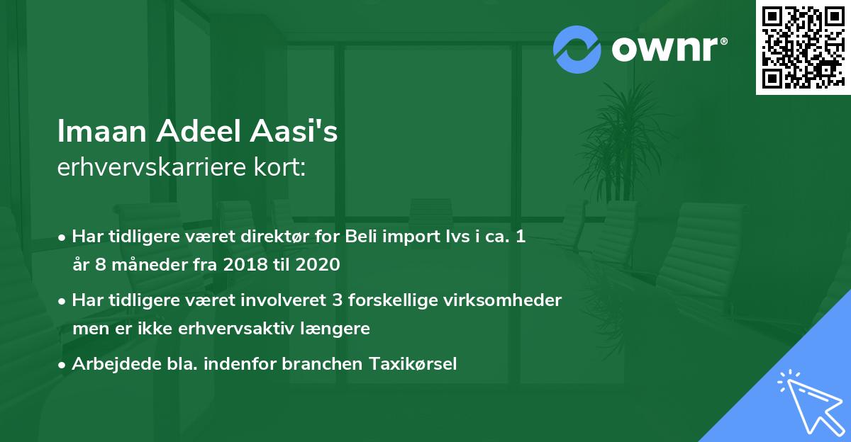 Imaan Adeel Aasi's erhvervskarriere kort