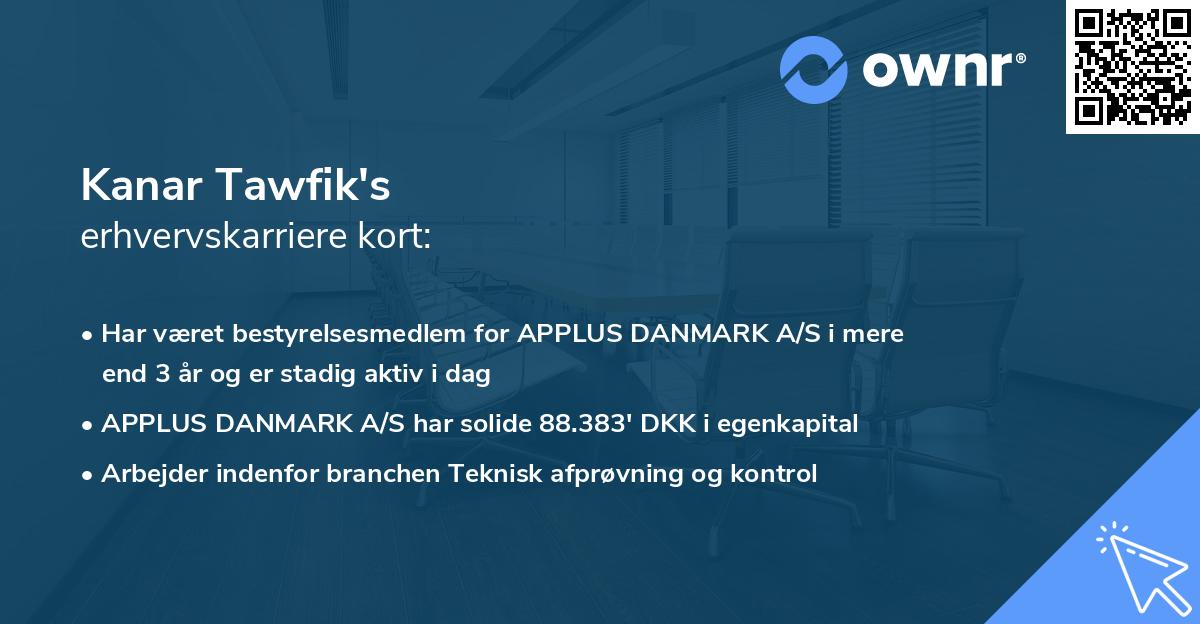 Kanar Tawfik's erhvervskarriere kort