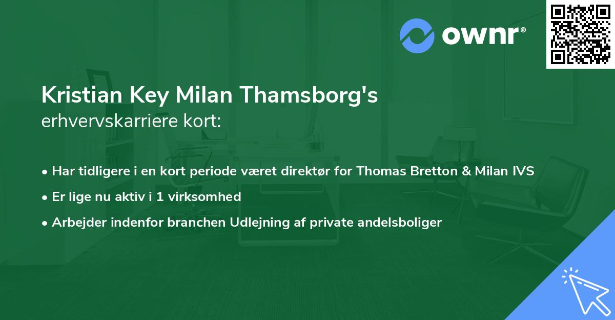 Kristian Key Milan Thamsborg's erhvervskarriere kort