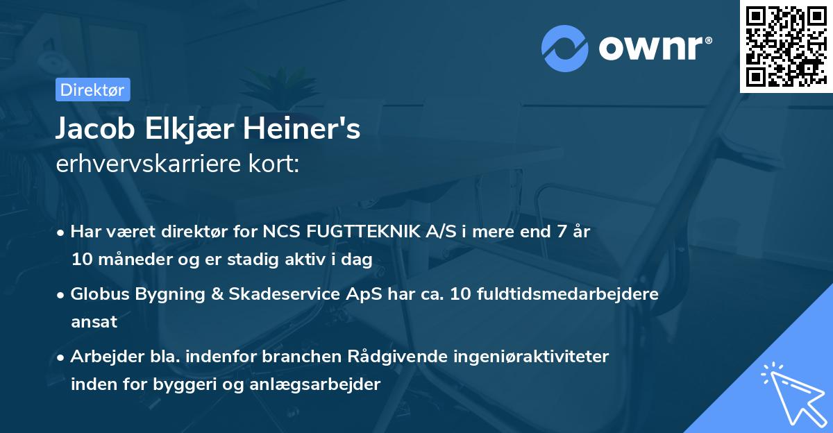 Jacob Elkjær Heiner's erhvervskarriere kort