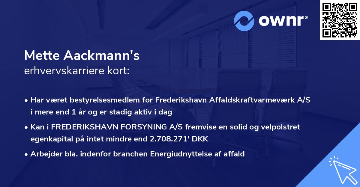 Mette Aackmann's erhvervskarriere kort