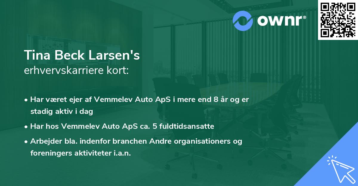 Tina Beck Larsen's erhvervskarriere kort