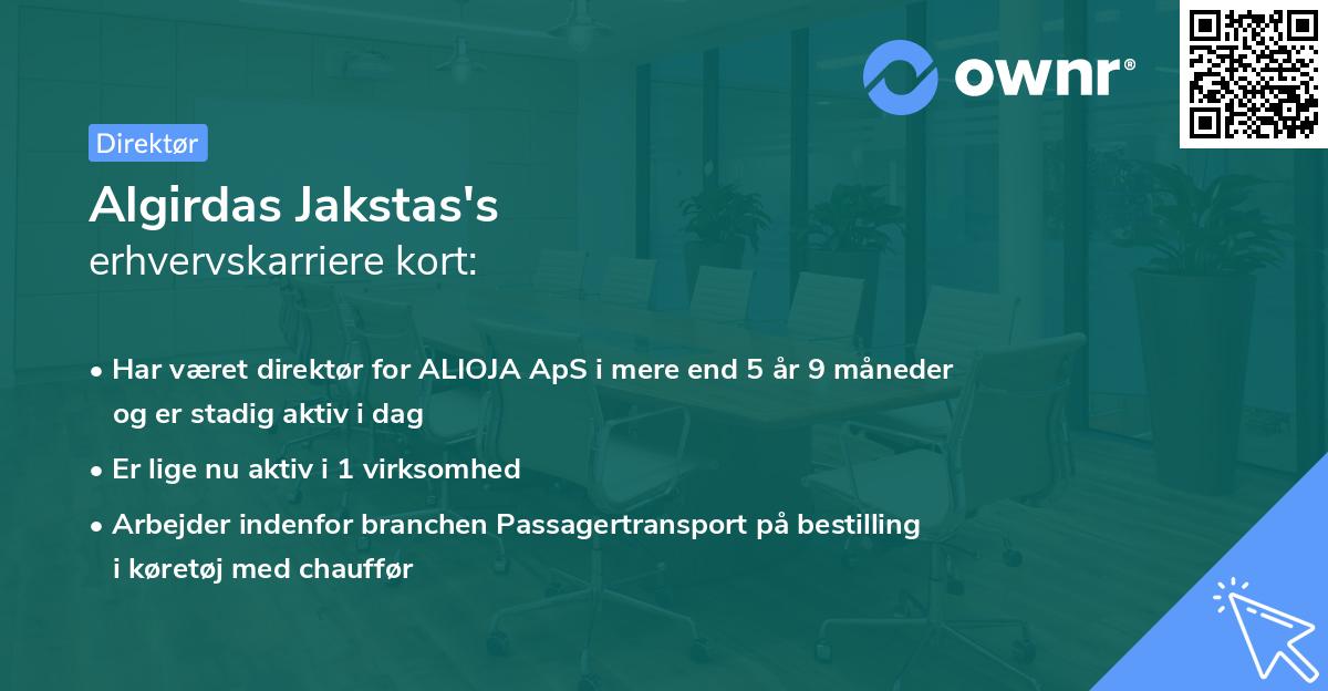 Algirdas Jakstas's erhvervskarriere kort
