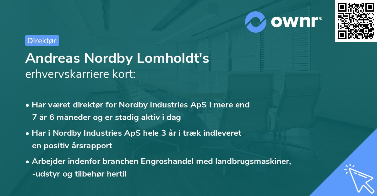 Andreas Nordby Lomholdt's erhvervskarriere kort