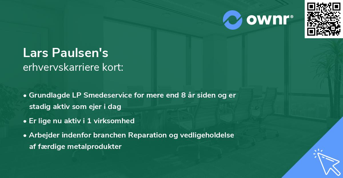 Lars Paulsen's erhvervskarriere kort