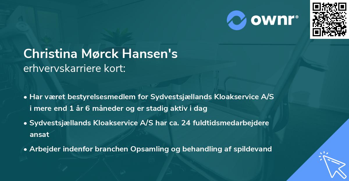 Christina Mørck Hansen's erhvervskarriere kort