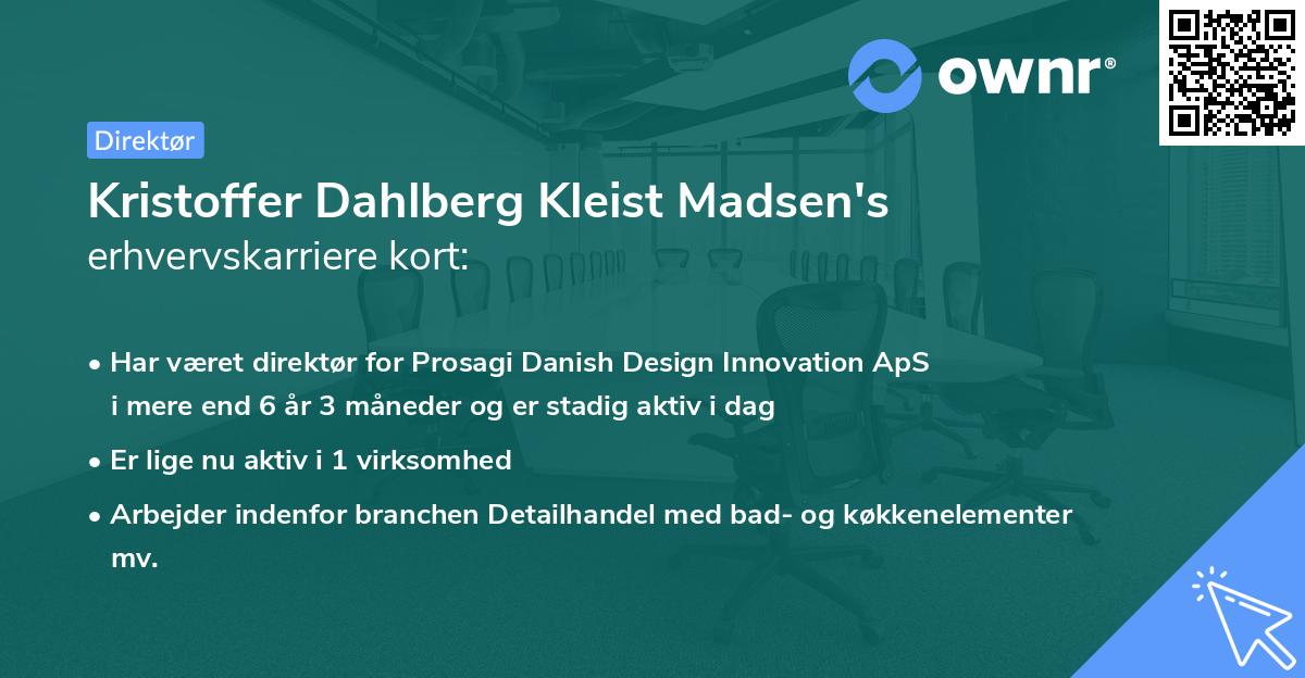 Kristoffer Dahlberg Kleist Madsen's erhvervskarriere kort