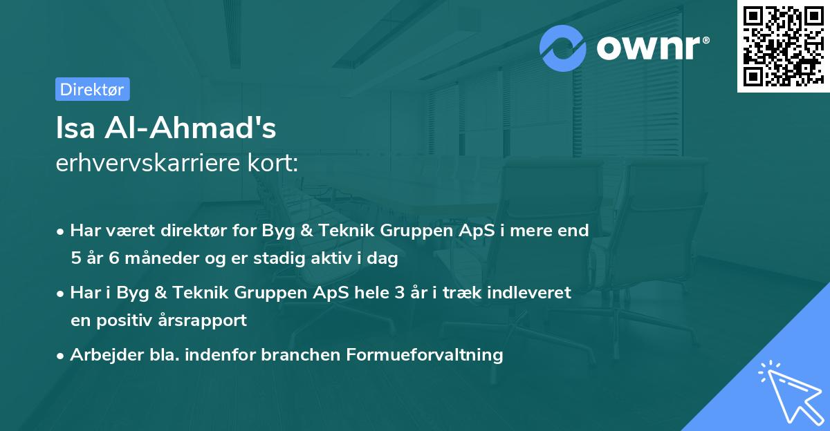 Isa Al-Ahmad's erhvervskarriere kort