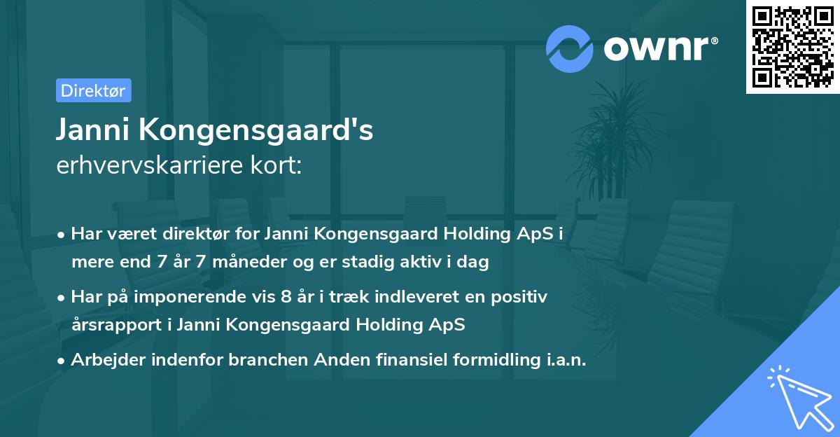 Janni Kongensgaard's erhvervskarriere kort