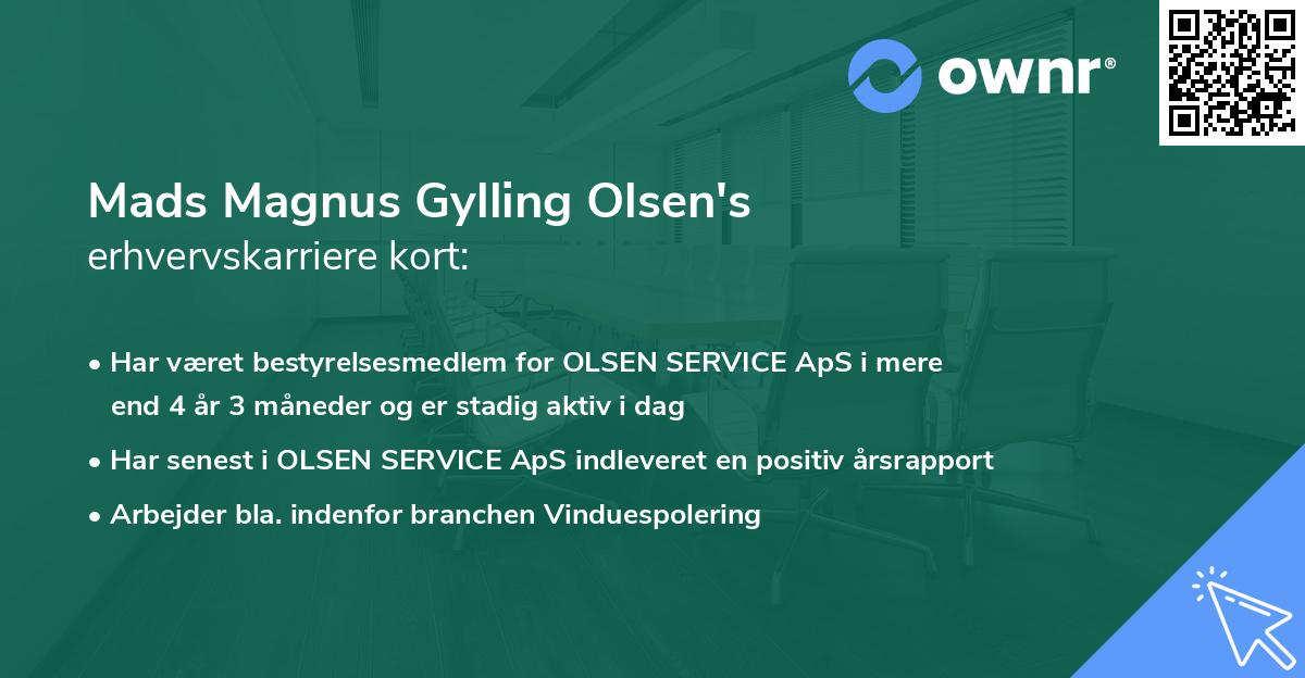 Mads Magnus Gylling Olsen's erhvervskarriere kort