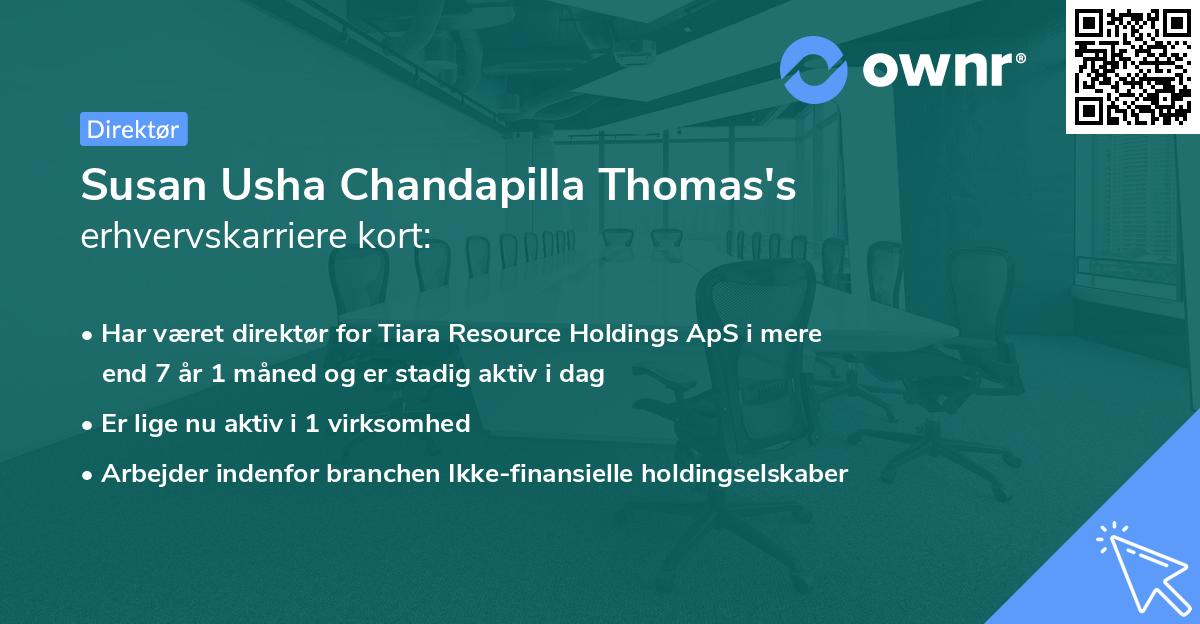 Susan Usha Chandapilla Thomas's erhvervskarriere kort