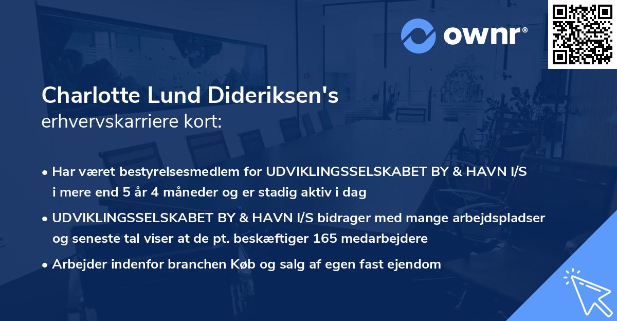 Charlotte Lund Dideriksen's erhvervskarriere kort