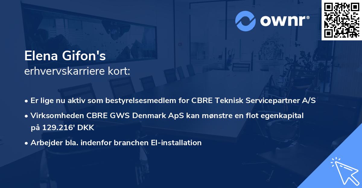 Elena Gifon's erhvervskarriere kort