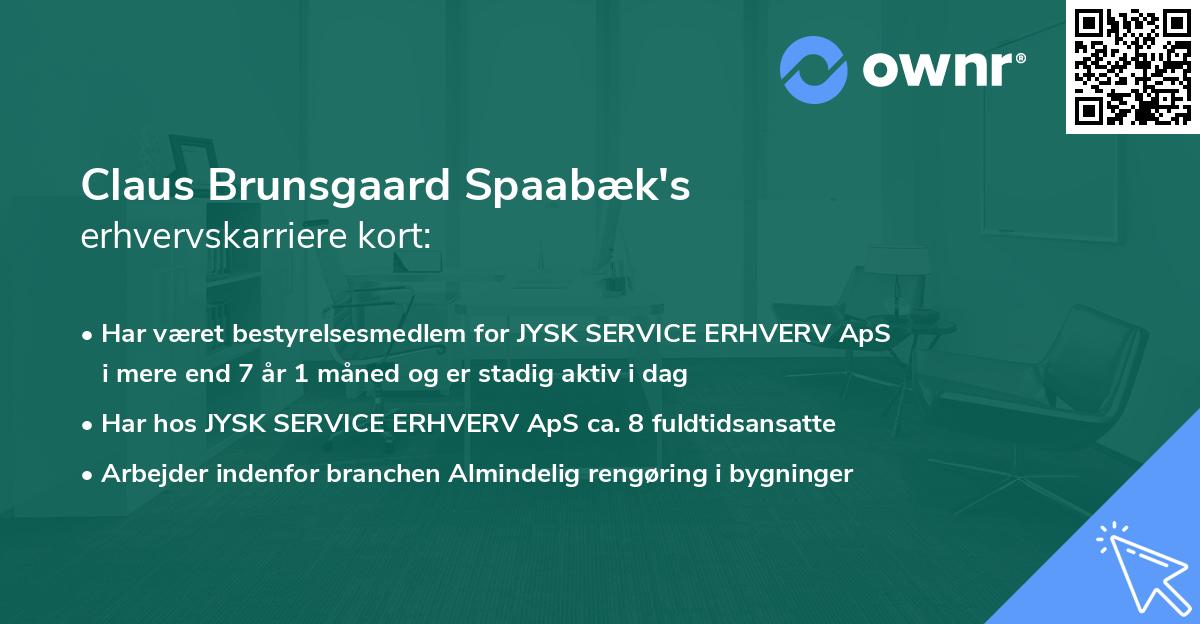 Claus Brunsgaard Spaabæk's erhvervskarriere kort