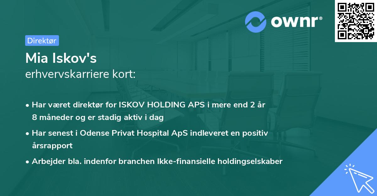 Mia Iskov's erhvervskarriere kort