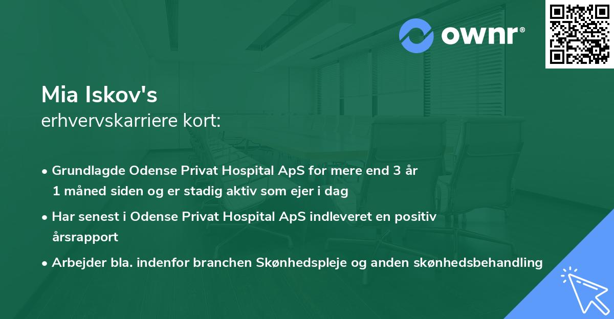 Mia Iskov's erhvervskarriere kort