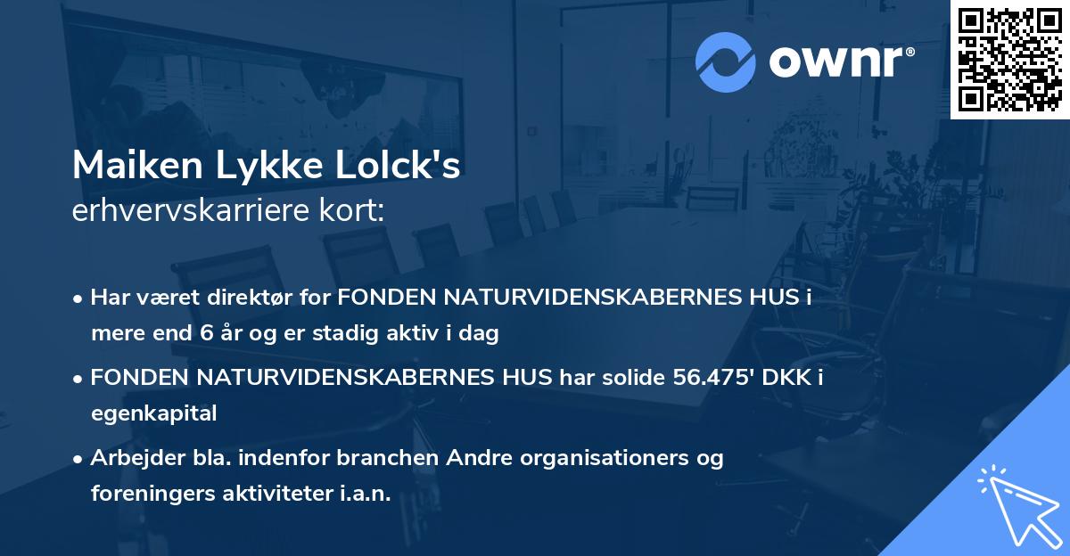 Maiken Lykke Lolck's erhvervskarriere kort