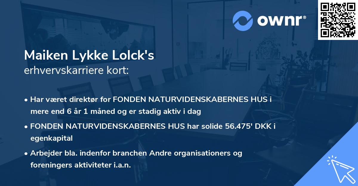 Maiken Lykke Lolck's erhvervskarriere kort
