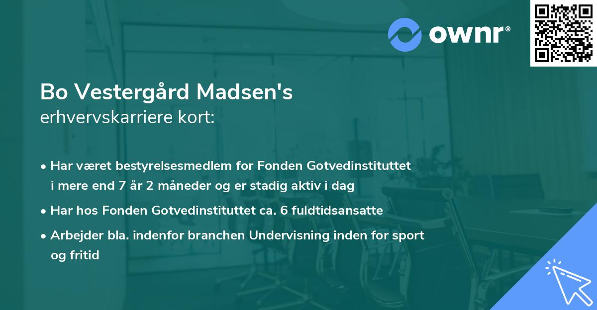 Bo Vestergård Madsen's erhvervskarriere kort
