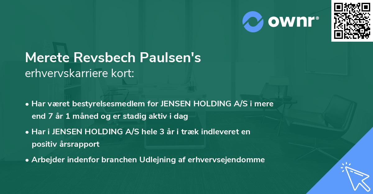 Merete Revsbech Paulsen's erhvervskarriere kort