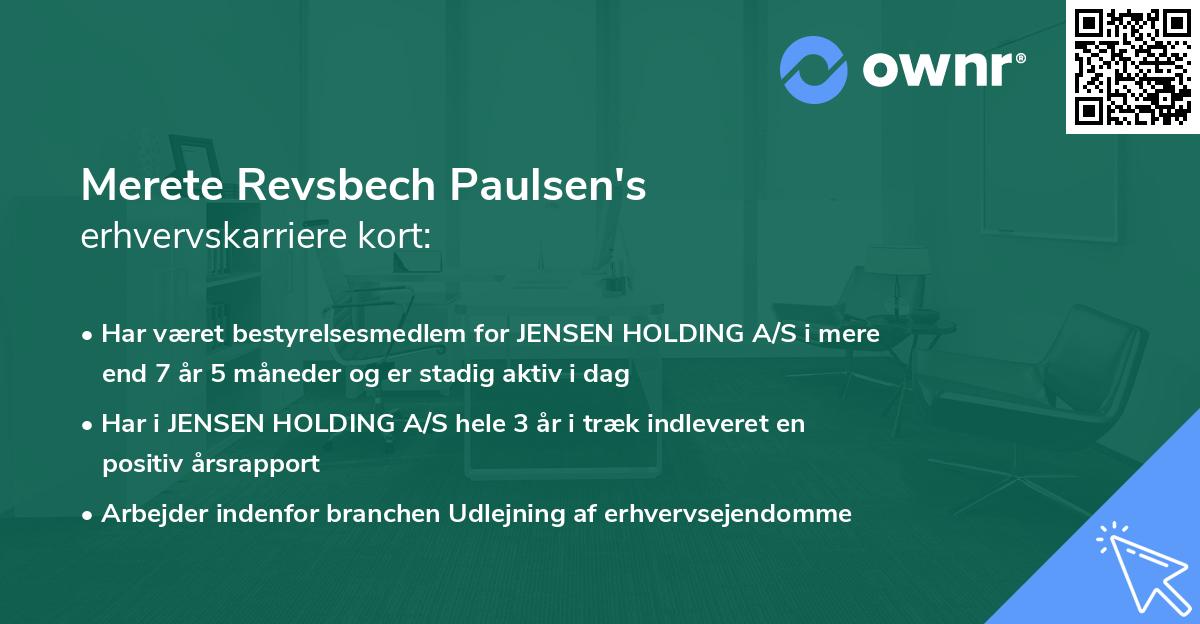 Merete Revsbech Paulsen's erhvervskarriere kort
