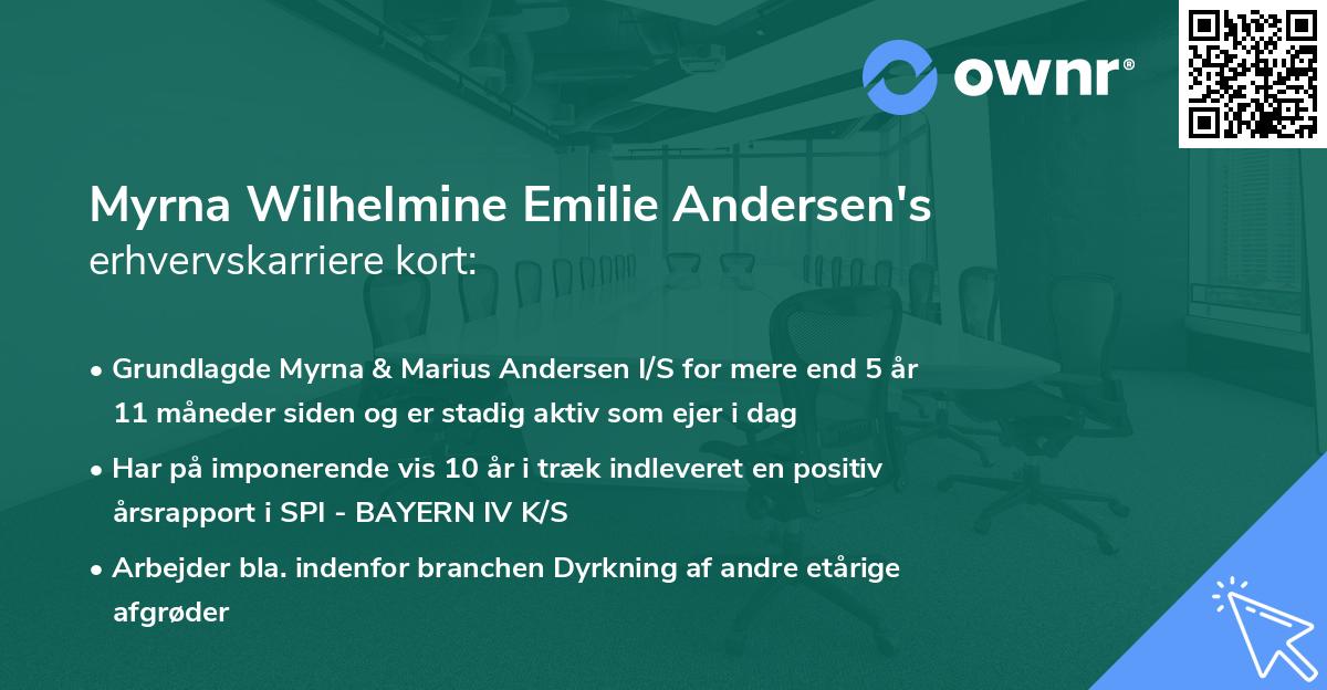 Myrna Wilhelmine Emilie Andersen's erhvervskarriere kort