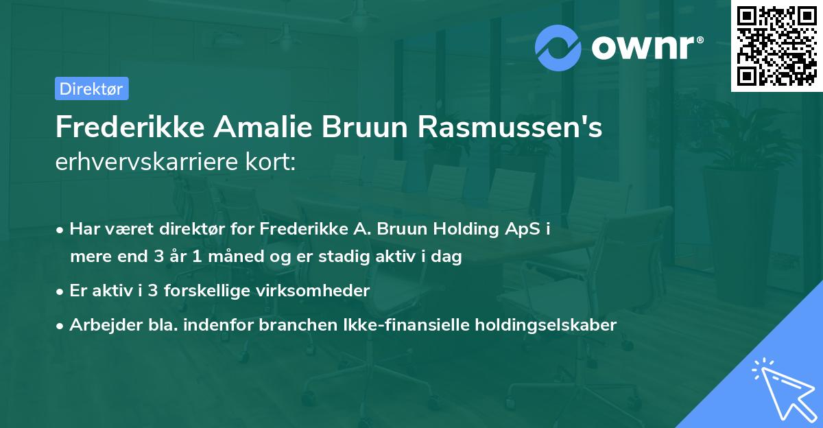 Frederikke Amalie Bruun Rasmussen's erhvervskarriere kort