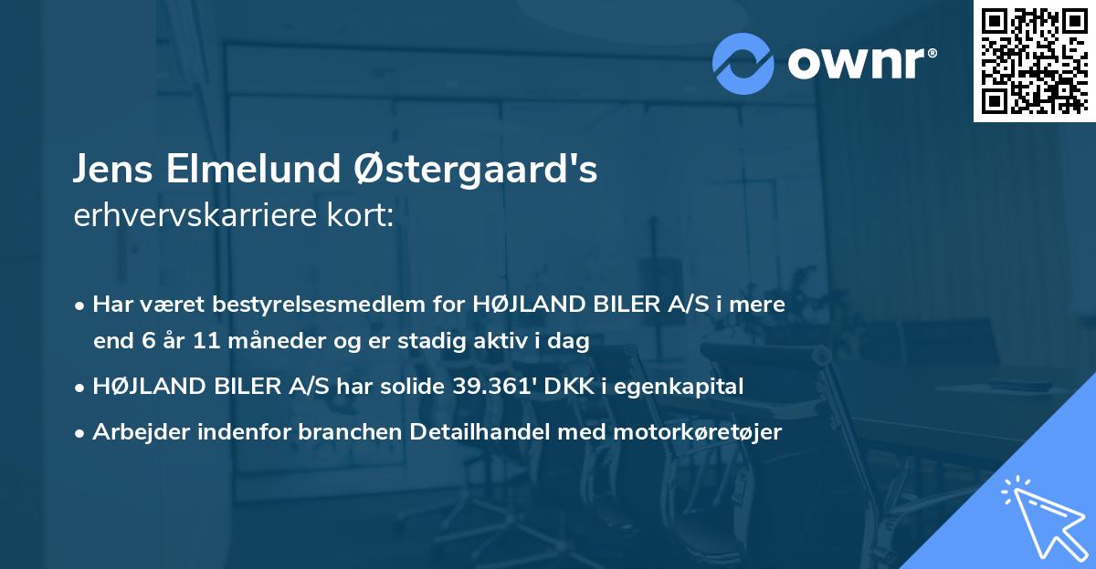 Jens Elmelund Østergaard's erhvervskarriere kort