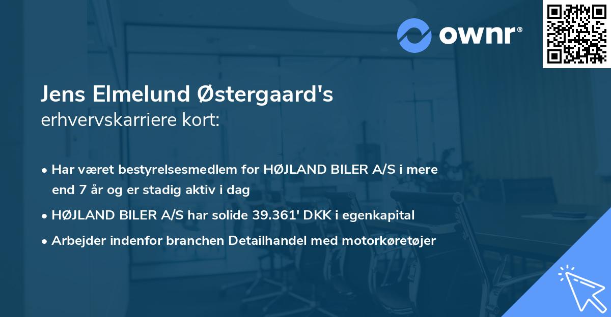 Jens Elmelund Østergaard's erhvervskarriere kort
