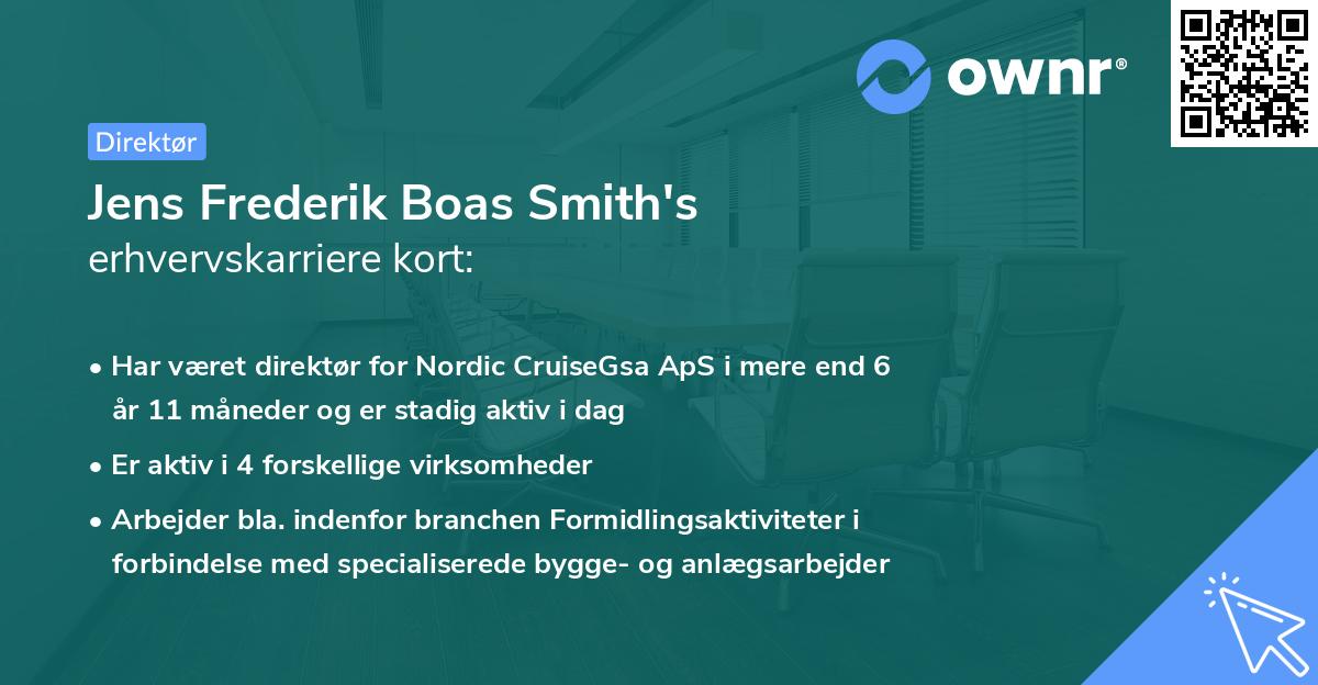 Jens Frederik Boas Smith's erhvervskarriere kort