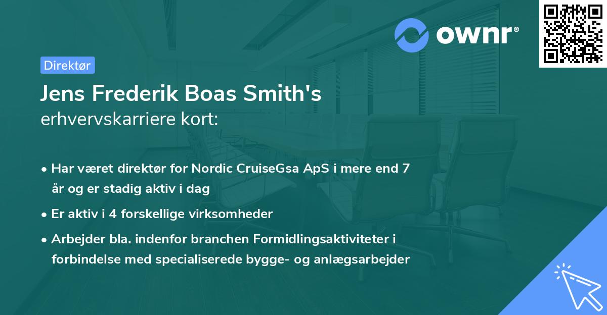Jens Frederik Boas Smith's erhvervskarriere kort