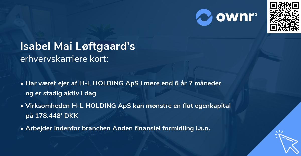 Isabel Mai Løftgaard's erhvervskarriere kort