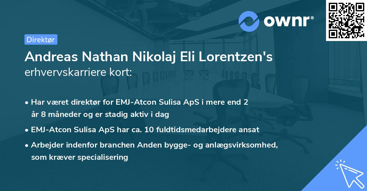 Andreas Nathan Nikolaj Eli Lorentzen's erhvervskarriere kort