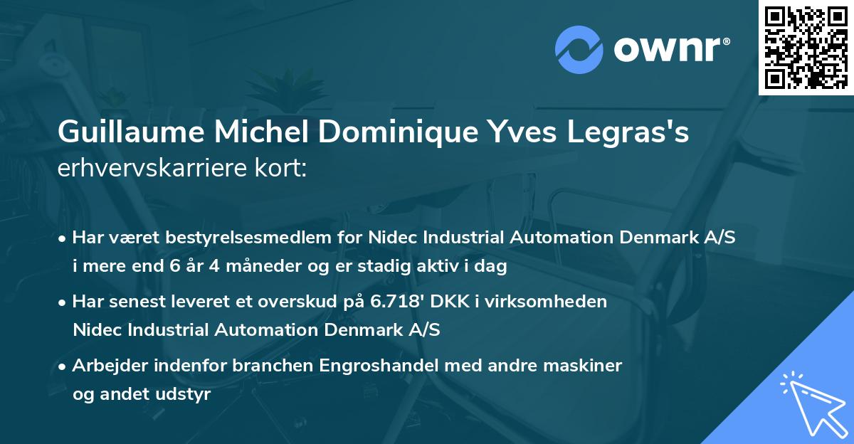 Guillaume Michel Dominique Yves Legras's erhvervskarriere kort