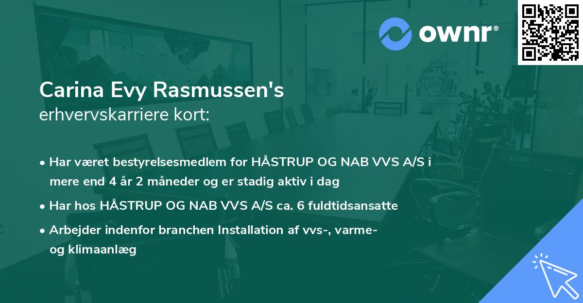 Carina Evy Rasmussen's erhvervskarriere kort