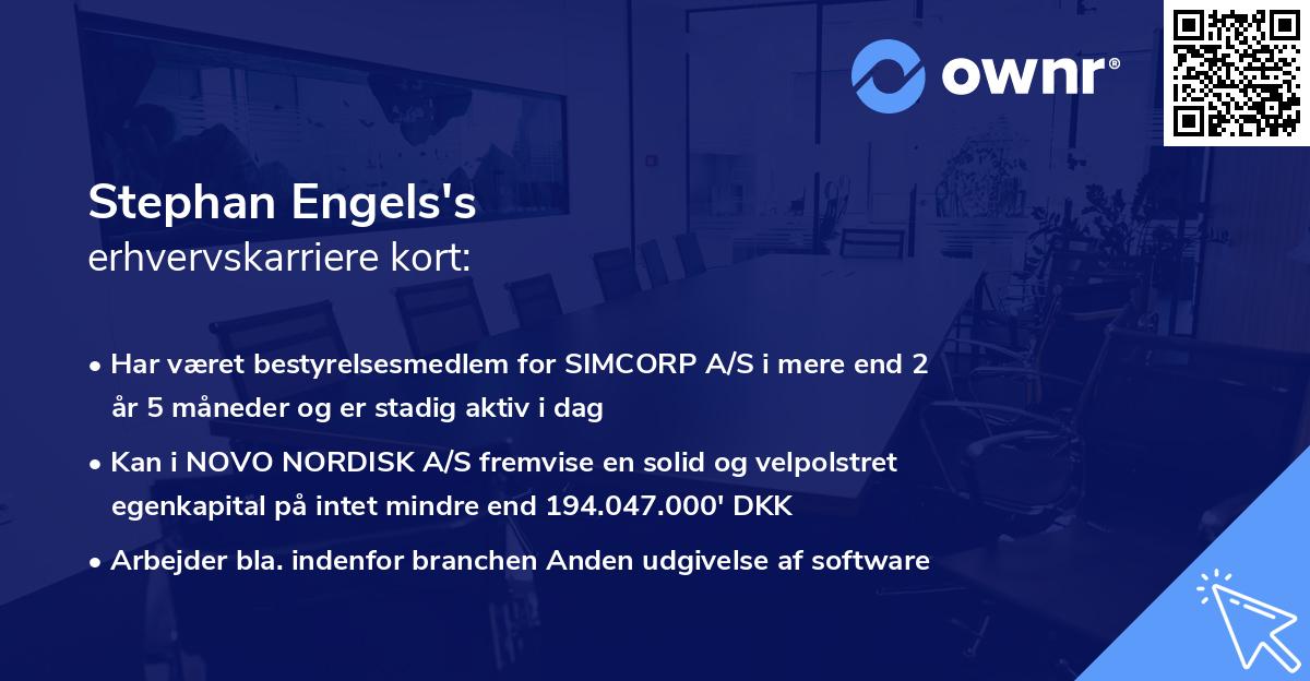 Stephan Engels's erhvervskarriere kort