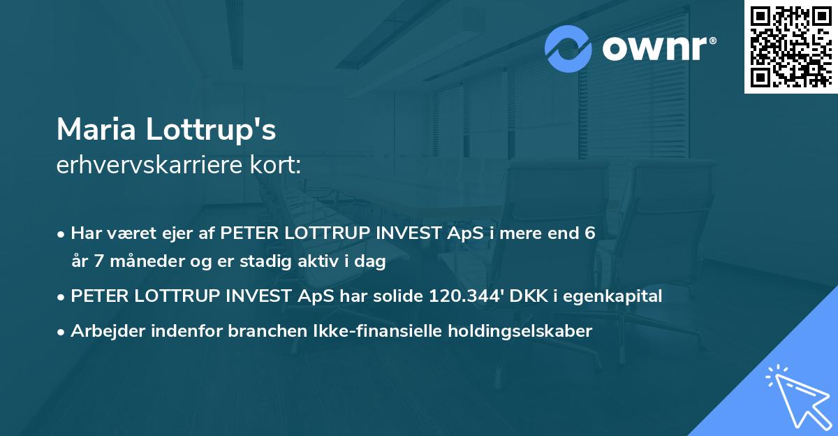 Maria Lottrup's erhvervskarriere kort